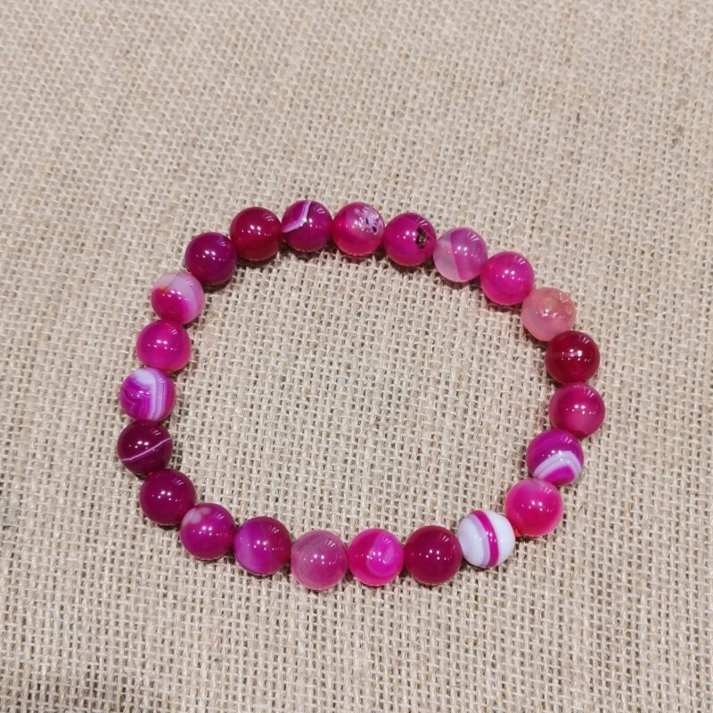 PULSERA MINERAL 8 MM AGATA ROSA