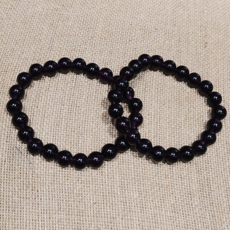PULSERA MINERAL 8 MM AMATISTA NEGRA