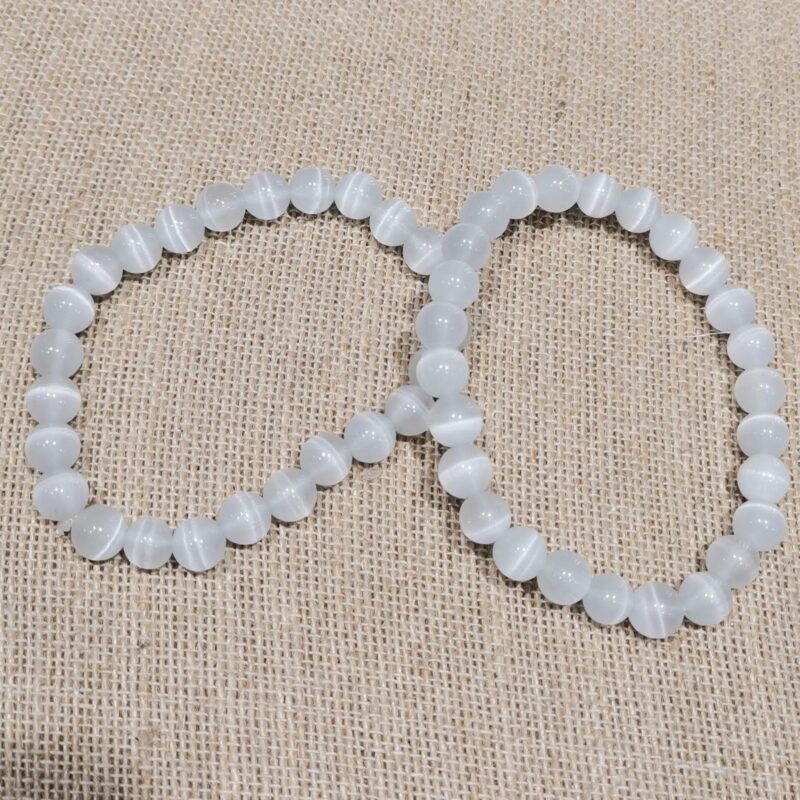 PULSERA MINERAL 8 MM SELENITA BLANCA