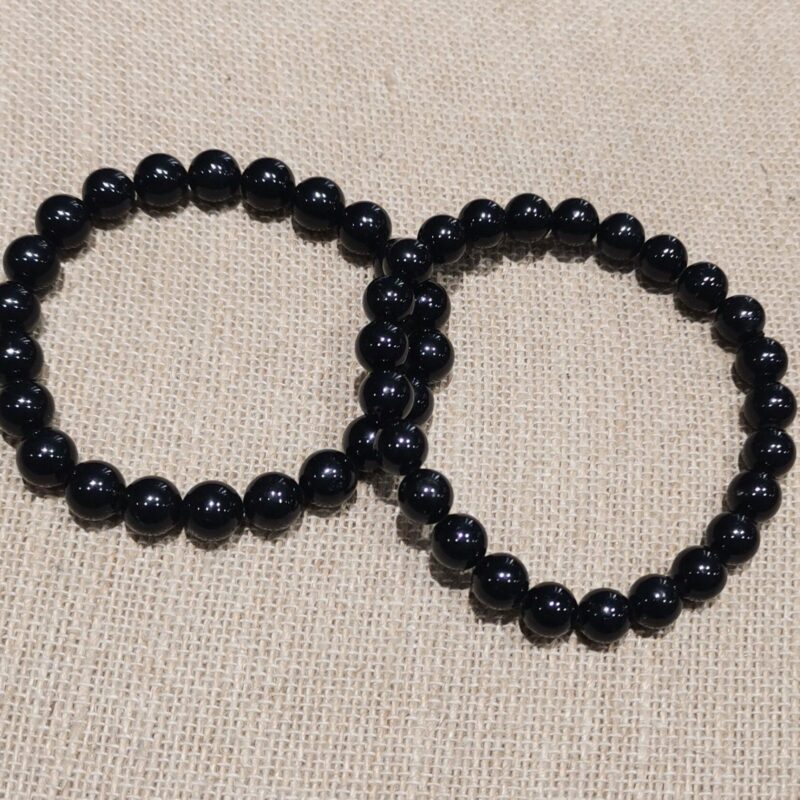 PULSERA MINERAL 8 MM TURMALINA NEGRA