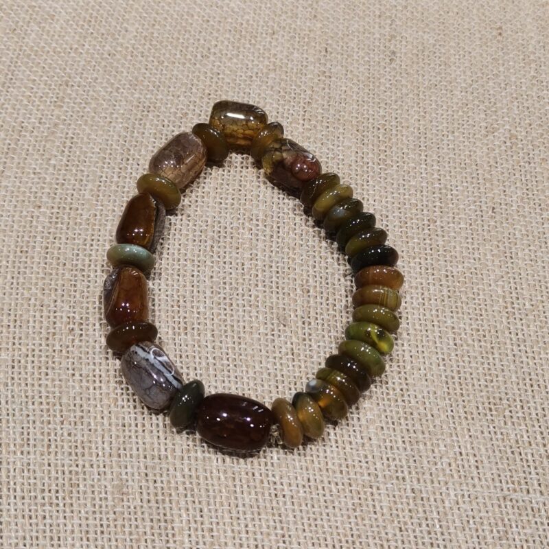 PULSERA MINERAL AGATA LENTEJAS Y CILINDROS