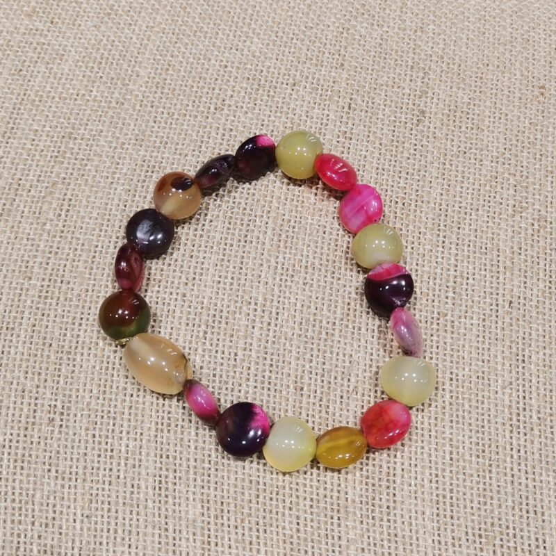 PULSERA MINERAL AGATA MULTICOLOR LENTEJA