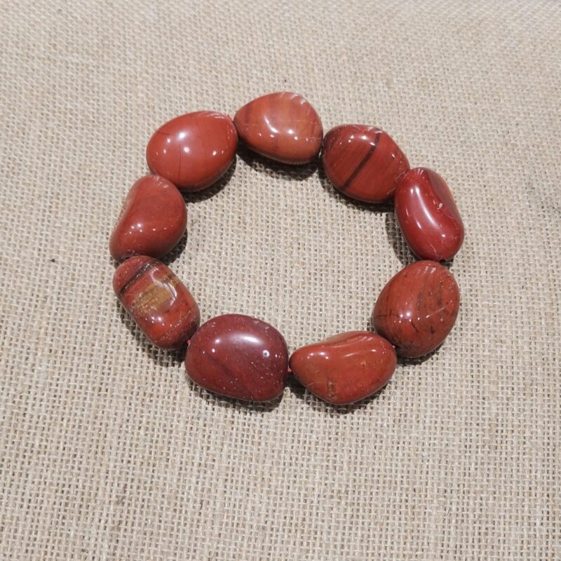 PULSERA MINERAL CANTO RODADO JASPE ROJO