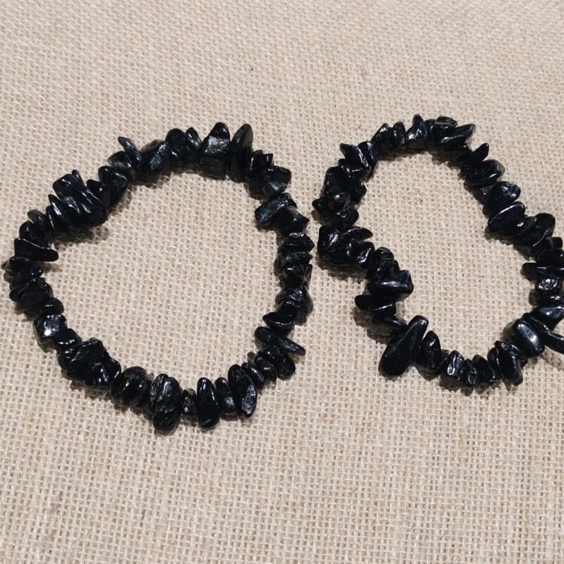 PULSERA MINERAL CHIP TURMALINA NEGRA