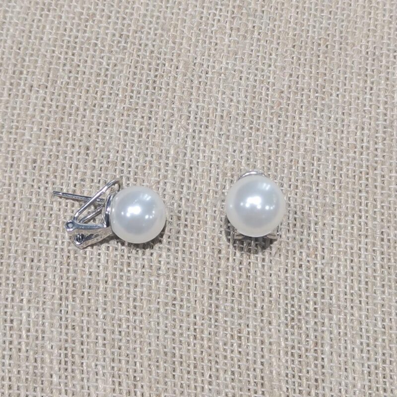 PENDIENTE PLATA PERLA REDONDA OMEGA 16