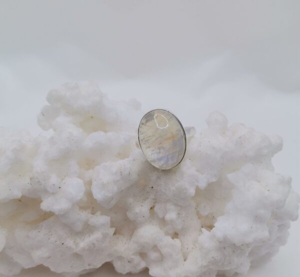 ANILLO PLATA PIEDRA LUNA OVALADA  Y GOTA ADAPTABLE 60
