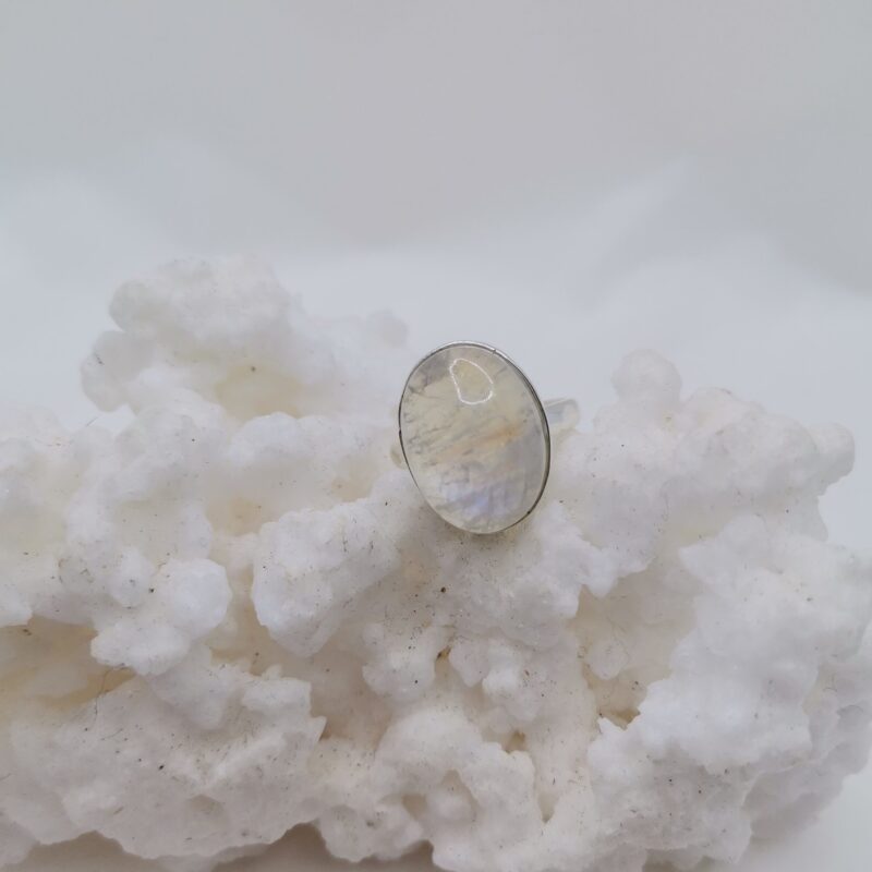 ANILLO PLATA PIEDRA LUNA OVALADA  Y GOTA ADAPTABLE 60