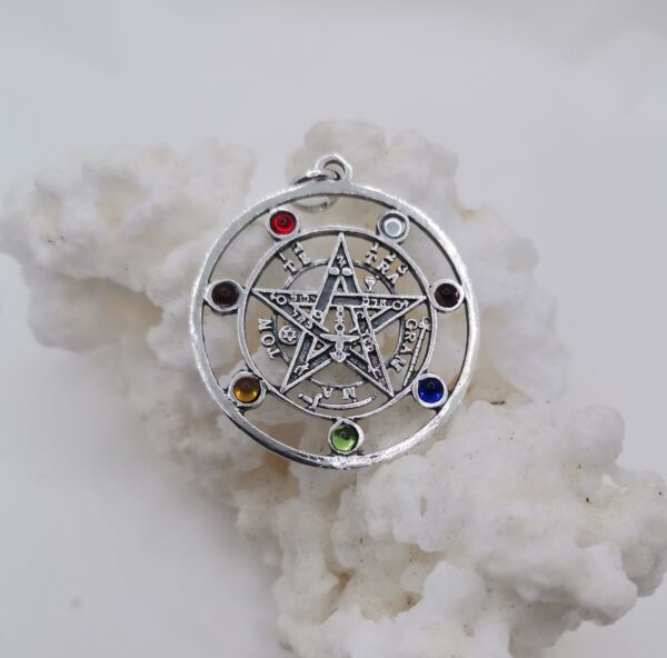 COLGANTE PLATA TETRAGRAMATON 7 CHAKRAS
