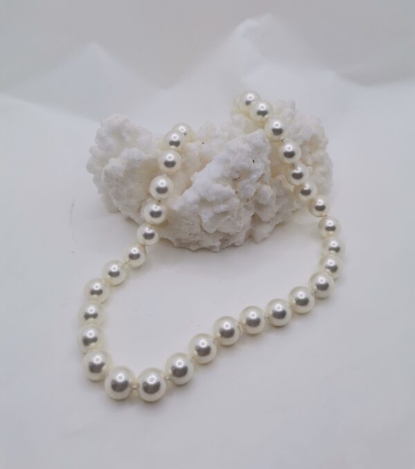 COLLAR PERLA NATURAL Y PLATA 43 CM