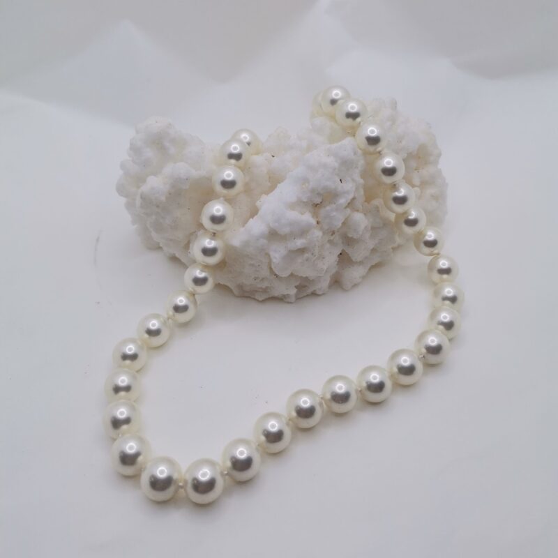 COLLAR PERLA NATURAL Y PLATA 43 CM