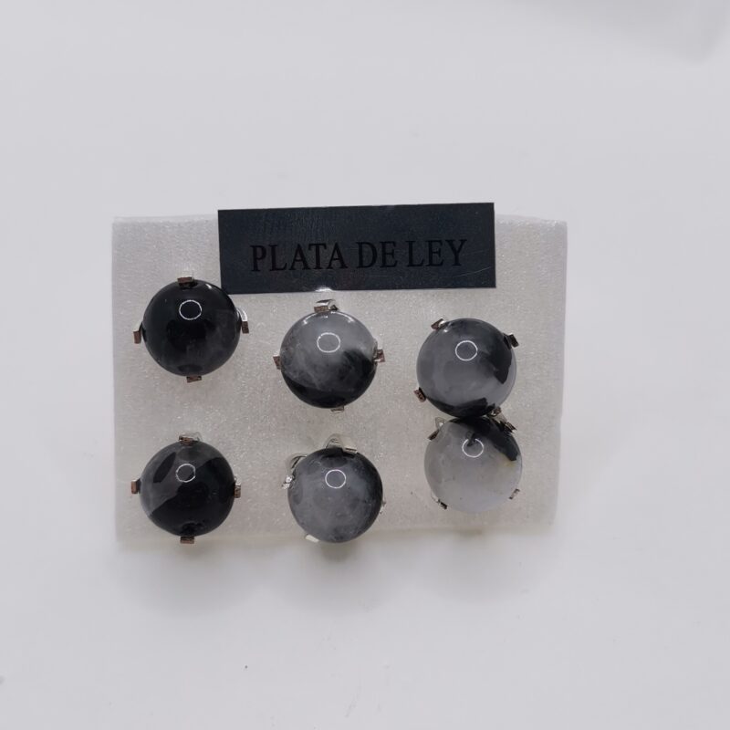 PENDIENTE PLATA ESFERA CUARZO CON TURMALINA