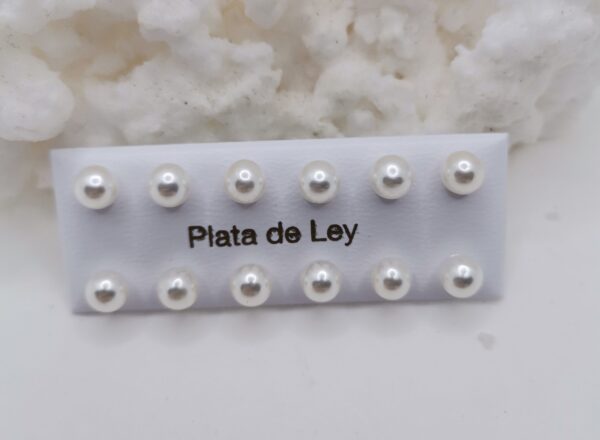 PENDIENTE PLATA PERLA NATURAL ESFERA 6 MM
