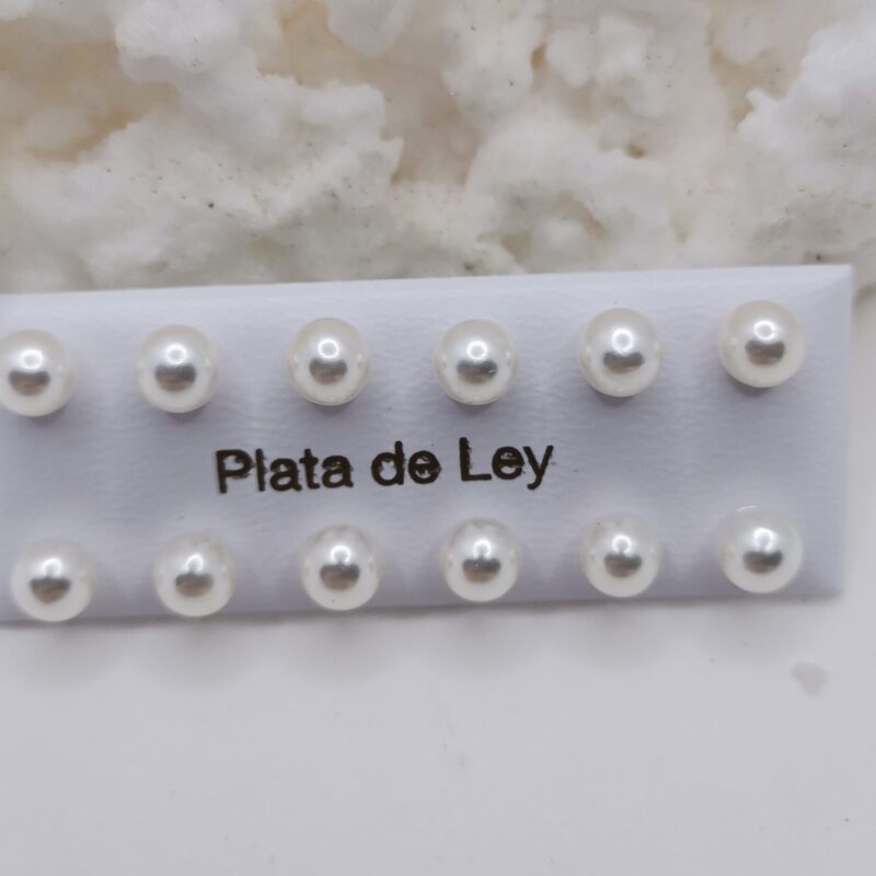 PENDIENTE PLATA PERLA NATURAL ESFERA 6 MM