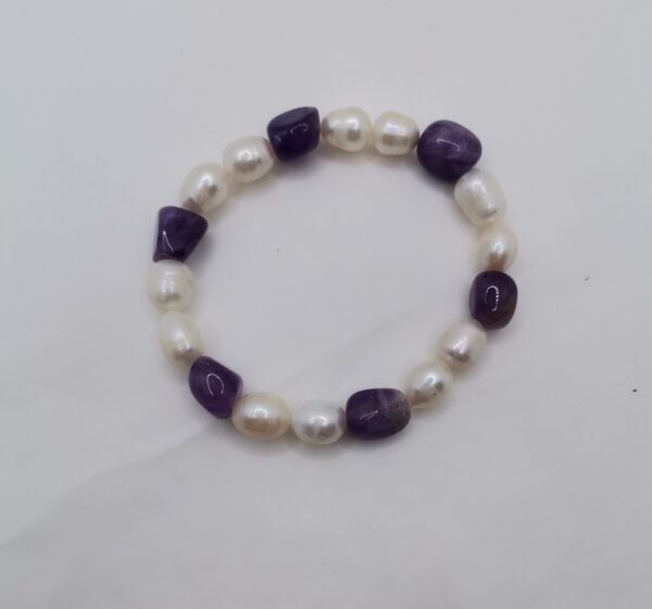 PULSERA PERLA NATURAL Y AMATISTA - Imagen 2