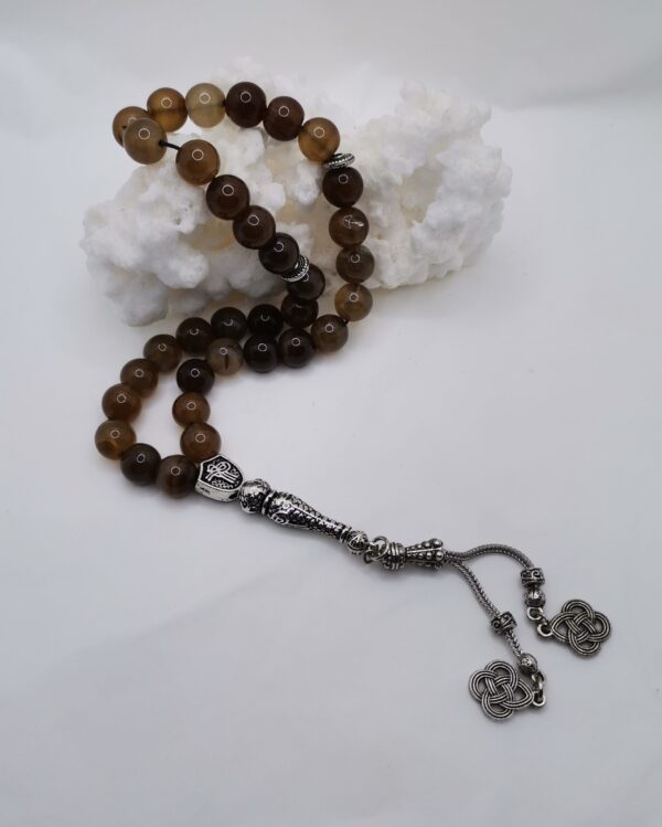 TASBIH ORACION 33 CUENTAS AGATA MARRON