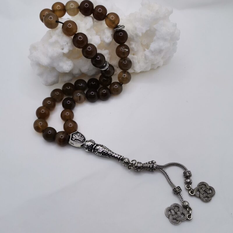 TASBIH ORACION 33 CUENTAS AGATA MARRON