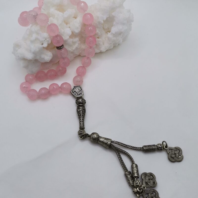 TASBIH ORACION 33 CUENTAS CUARZO ROSA