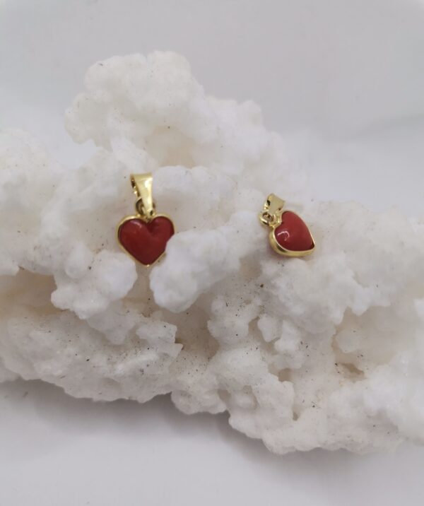 COLGANTE CORAZON CORAL PLATA BAÑO ORO