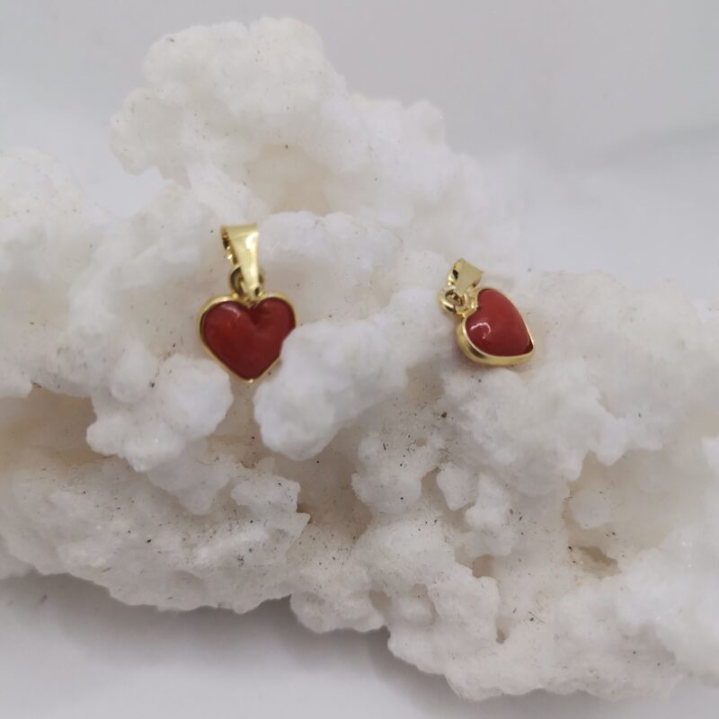 COLGANTE CORAZON CORAL PLATA BAÑO ORO