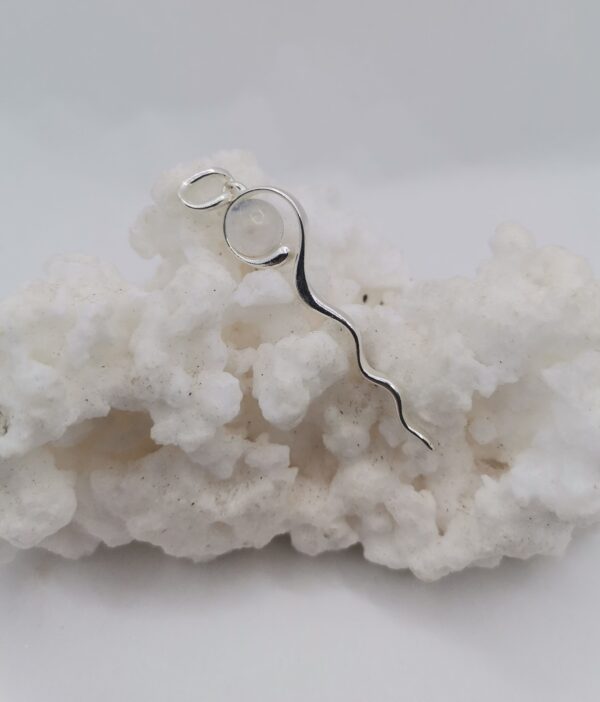 COLGANTE PLATA PIEDRA LUNA ESFERA ZIGZAG