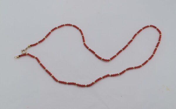 COLLAR PLATA BAÑO ORO Y CORAL 2 MM - Imagen 2