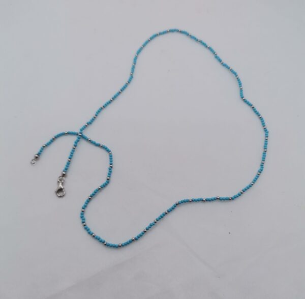 COLLAR PLATA Y TURQUESA 2 MM - Imagen 2