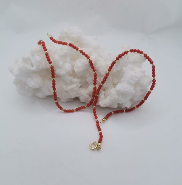 PULSERA CORAL Y PLATA BAÑO ORO 2 MM