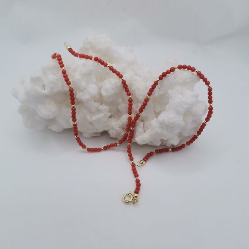 PULSERA CORAL Y PLATA BAÑO ORO 2 MM