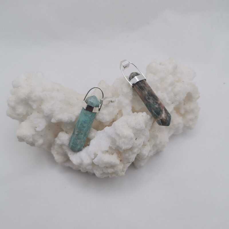 COLGANTE PLATA AMAZONITA PUNTA BITERMINADA