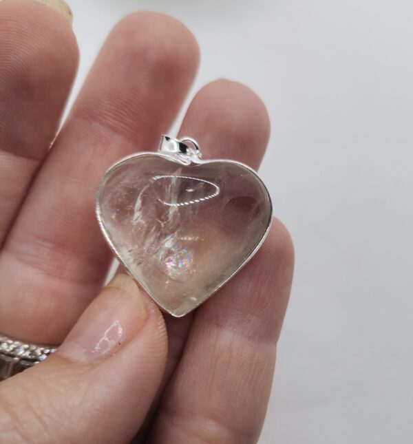 COLGANTE PLATA CORAZON CUARZO AHUMADO - Imagen 2