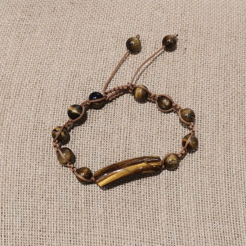PULSERA MINERAL SHAMBALA OJO DE TIGRE CUERDA
