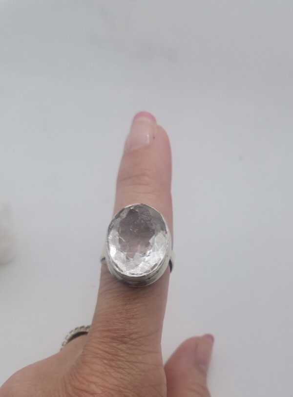 ANILLO PLATA CUARZO BLANCO ADAPTABLE - Imagen 2