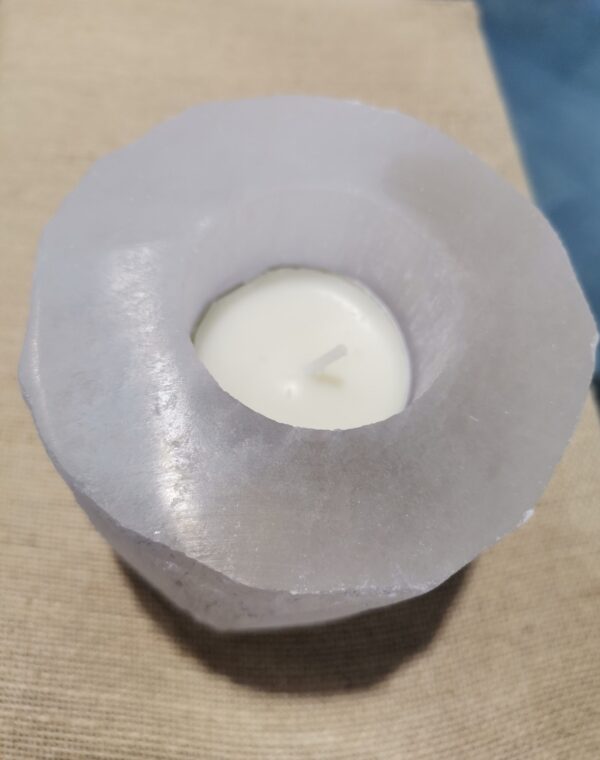 PORTA VELAS SELENITA BLANCA - Imagen 2
