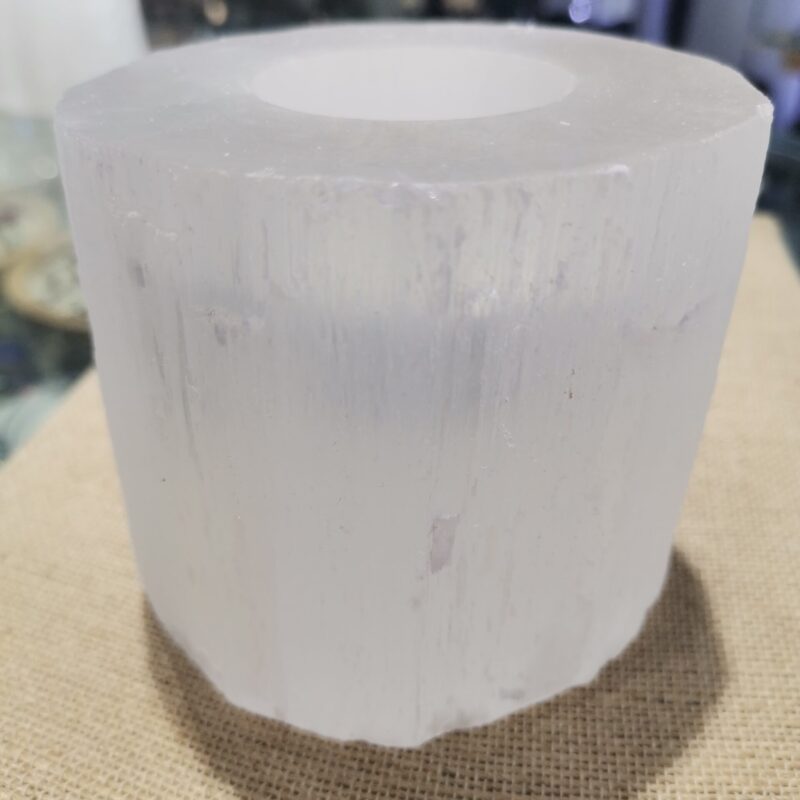 PORTA VELAS SELENITA BLANCA