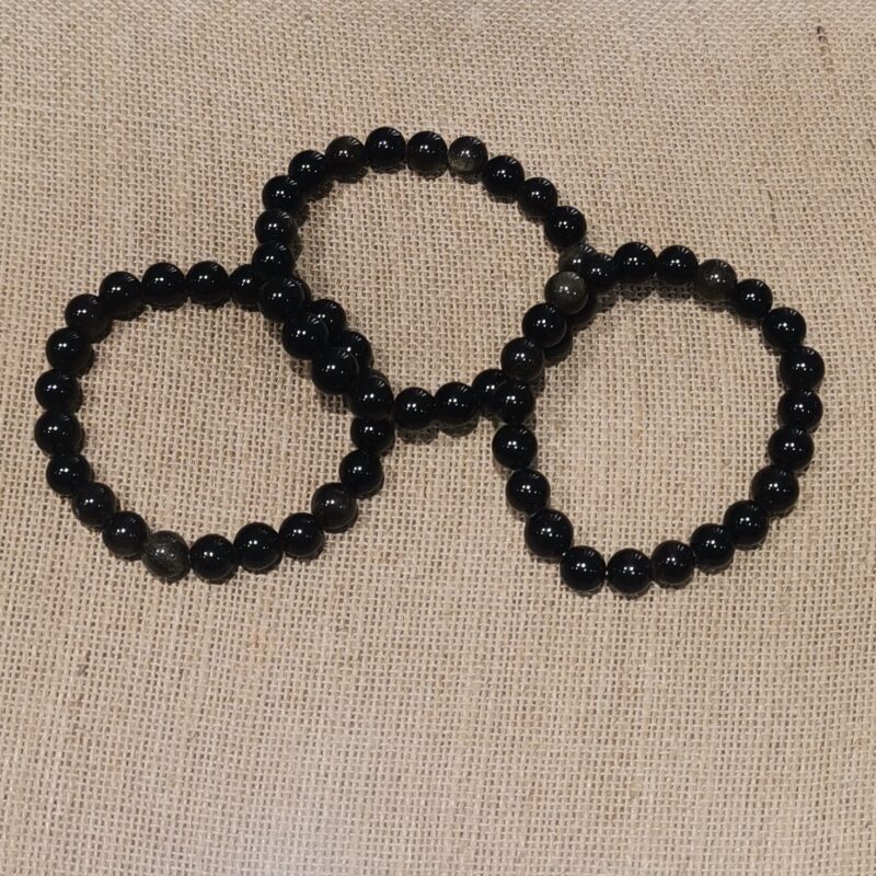 PULSERA MINERAL 8 MM OBSIDIANA DORADA