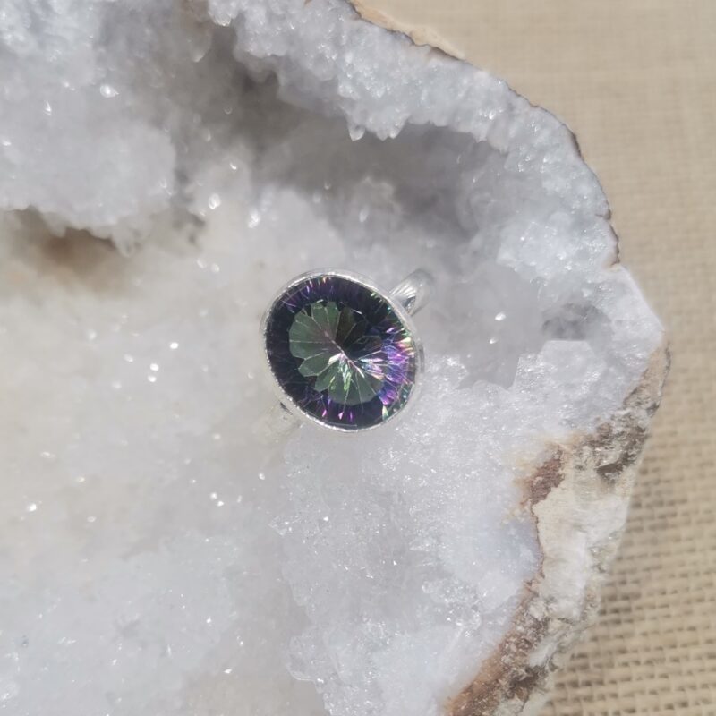 ANILLO PLATA TOPACIO ARCOIRIS OVALADO ADAPTABLE