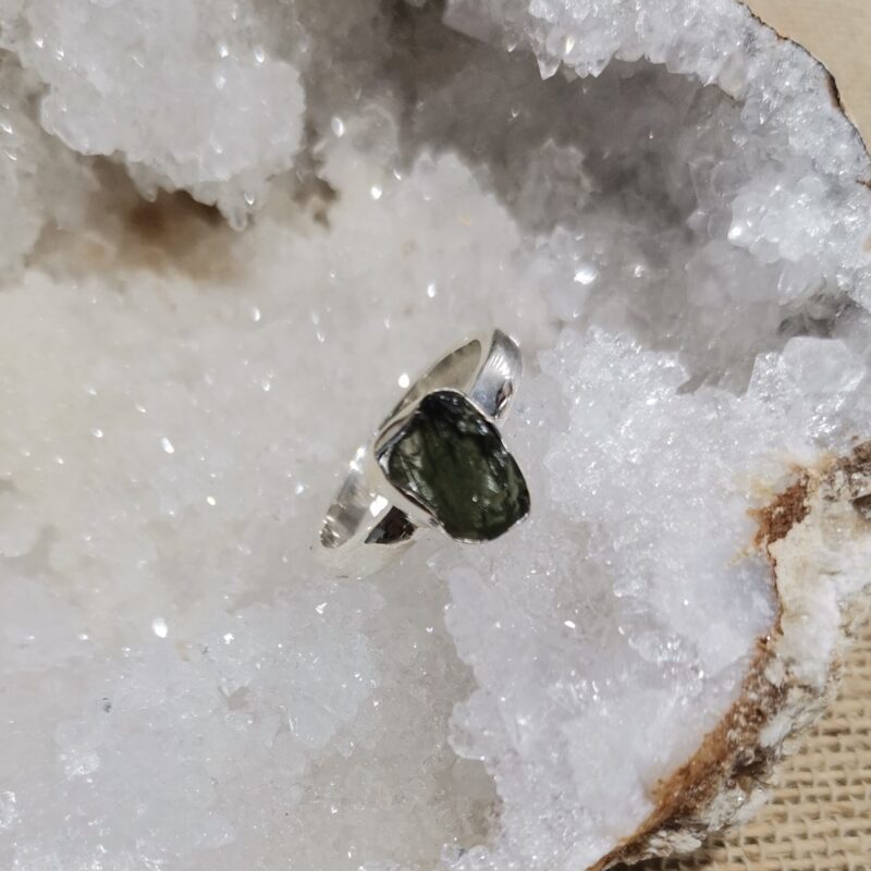 ANILLO PLATA Y MOLDAVITA 1,8 GRAMOS