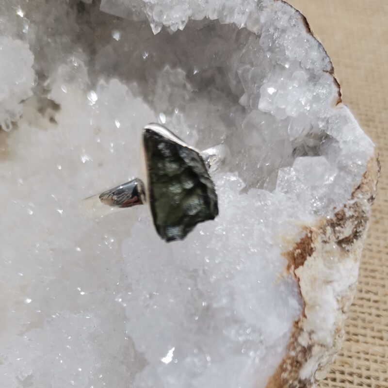 ANILLO PLATA Y MOLDAVITA 3,5 GRAMOS