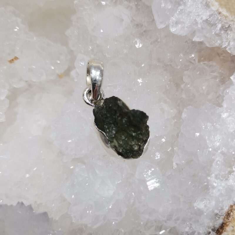 COLGANTE PLATA Y MOLDAVITA 2,8 GRAMOS