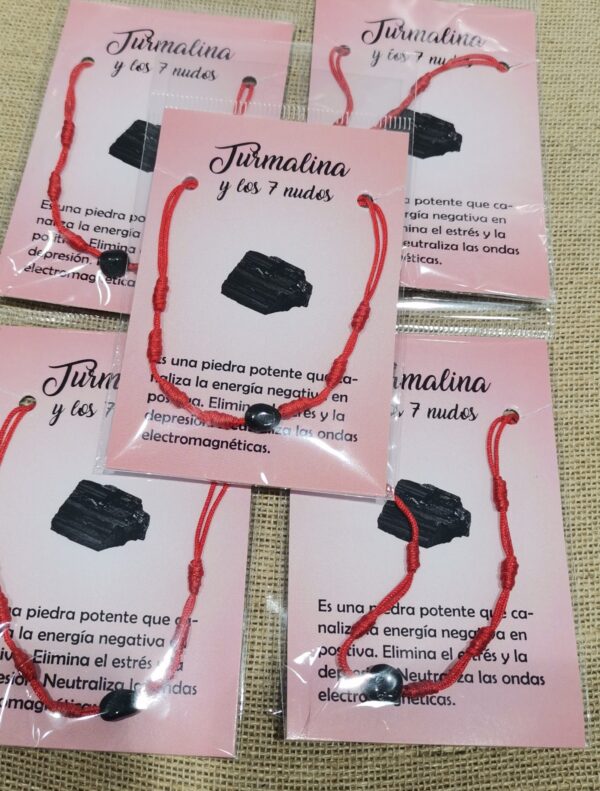 PULSERA 7 NUDOS ROJA CON TURMALINA