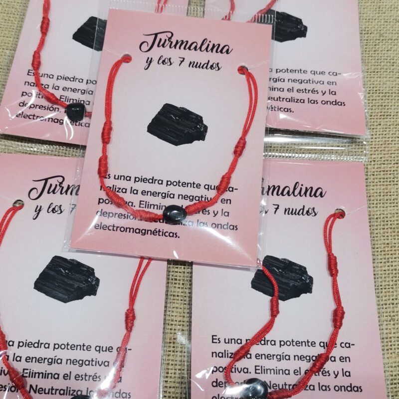 PULSERA 7 NUDOS ROJA CON TURMALINA