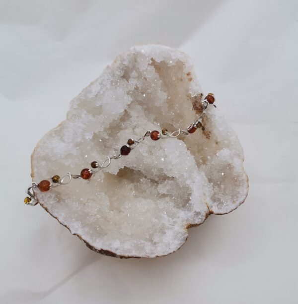 PULSERA PLATA Y AMBAR ESFERAS FANTASIA