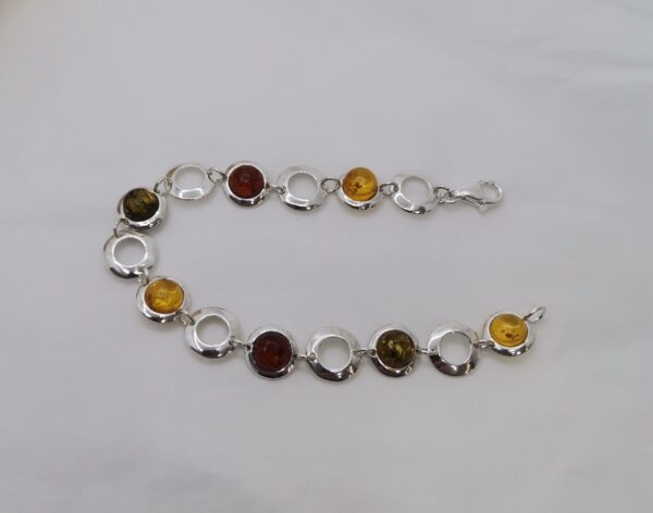 PULSERA PLATA Y AMBAR ESFERAS INTERCALADAS - Imagen 2