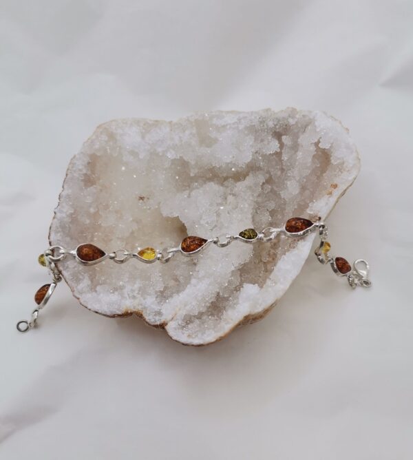 PULSERA PLATA Y AMBAR LAGRIMAS DOS MEDIDAS