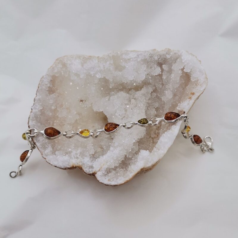 PULSERA PLATA Y AMBAR LAGRIMAS DOS MEDIDAS