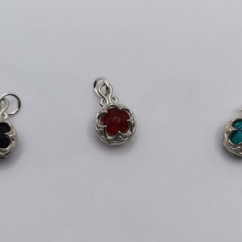 COLGANTE MINERAL PLATA FLOR
