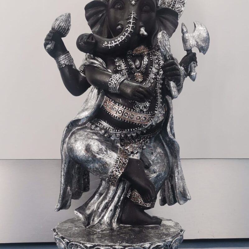 GANESHA DE PIE NEGRA Y PLATA