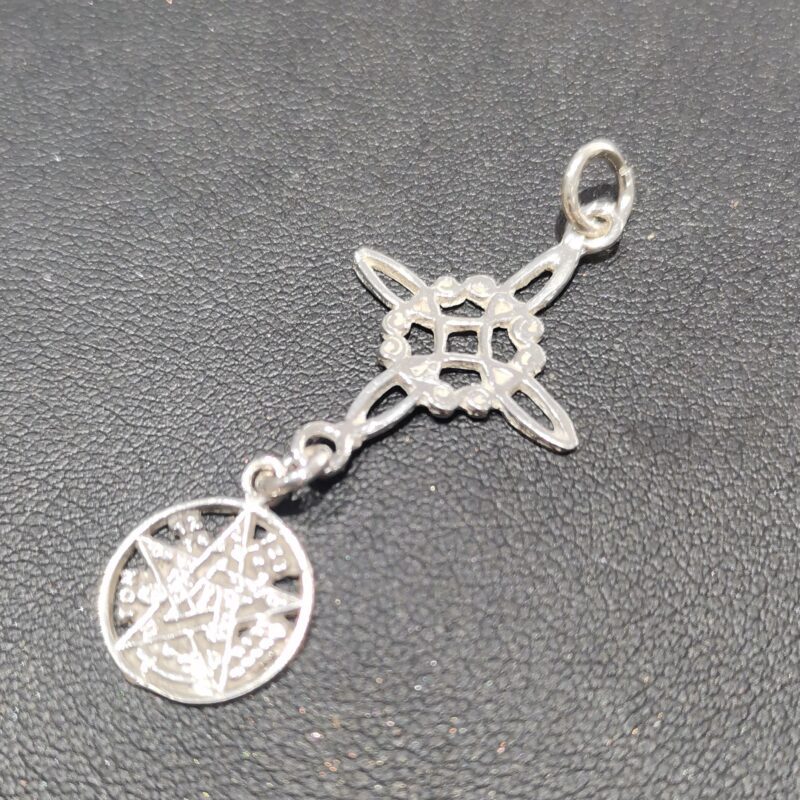 COLGANTE PLATA TETRAGRAMATON Y NUDO DE BRUJAS