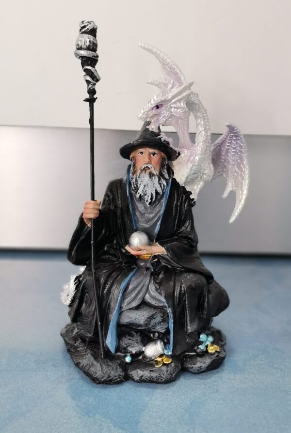 FIGURA MAGO CON DRAGON 16 CM