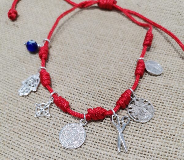 PULSERA 7 NUDOS ROJA Y 7 PROTECCIONES PLATA - Imagen 2